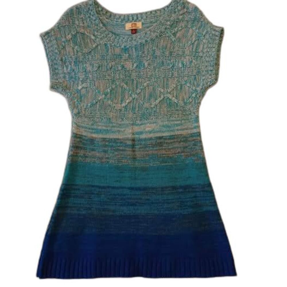 LEI Short Sleeve Striped Long Sweater Mini Dress size L junior